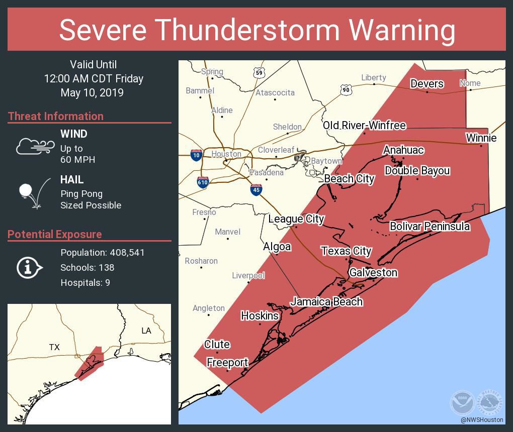Severe Thunderstorm Warning until 12:00 AM Friday May 10